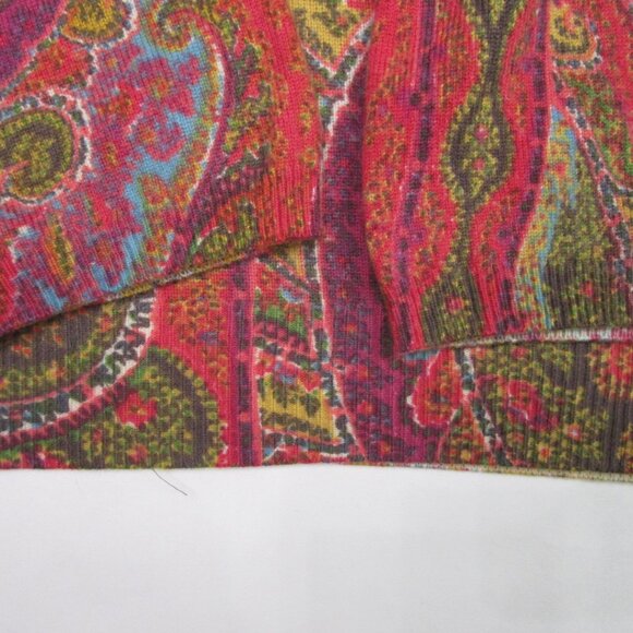 Paisley CASHMERE Pullover Knit Sweater Red Crew Cuddly - Picture 4 of 9